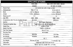 McCulloch MAC 320 B (41BS321G077) - McCulloch Blower Specifications