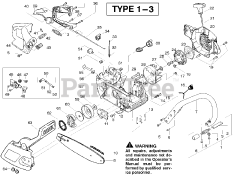 Poulan 220 - Poulan Chainsaw, Type 2 (2006-09) Starter - Type 1-3
