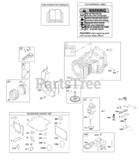 Briggs & Stratton 31H777-0177-E1 - Briggs & Stratton Vertical Engine Camshaft, Crankshaft, Cylinder, Operator's Manual, Piston, Rings, Connecting Rod, Warning Label