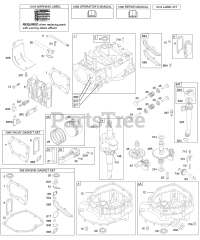 Briggs & Stratton 125H07-0113-D1 - Briggs & Stratton Vertical Engine Camshaft, Crankshaft, Cylinder, Engine Sump, Kit/Gasket, Lubrication, Piston Group, Valves