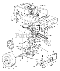 MTD 133P670H087 - MTD Lawn Tractor (1993) (Payless Cashway) Pedal Assembly/Wheels, Rear/Drive/Frame, Lower