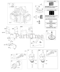 Briggs & Stratton 44P777-0027-E1 - Briggs & Stratton Vertical Engine Cylinder, Crankshaft, Camshaft, Air Guides, Piston, Rings, Connecting Rod
