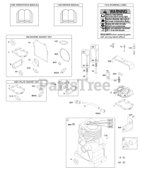Briggs & Stratton 94002-0109-E1 - Briggs & Stratton Horizontal Engine Cylinder, Cylinder Head, Gasket Set - Engine, Gasket Set - Valve, Operator's Manual, Warning Label