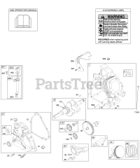 Briggs & Stratton 203437-0110-E9 - Briggs & Stratton Horizontal Engine Camshaft, Crankcase Cover, Crankshaft, Cylinder, Gasket Set - Engine, Lubrication, Operator's Manual, Piston/Rings/Connecting Rod,