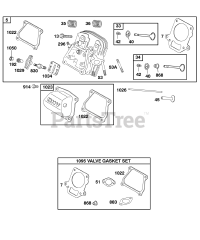 Briggs & Stratton 117432-0236-E2 - Briggs & Stratton Horizontal Engine Cylinder Head, Gasket Set - Valve, Lubrication