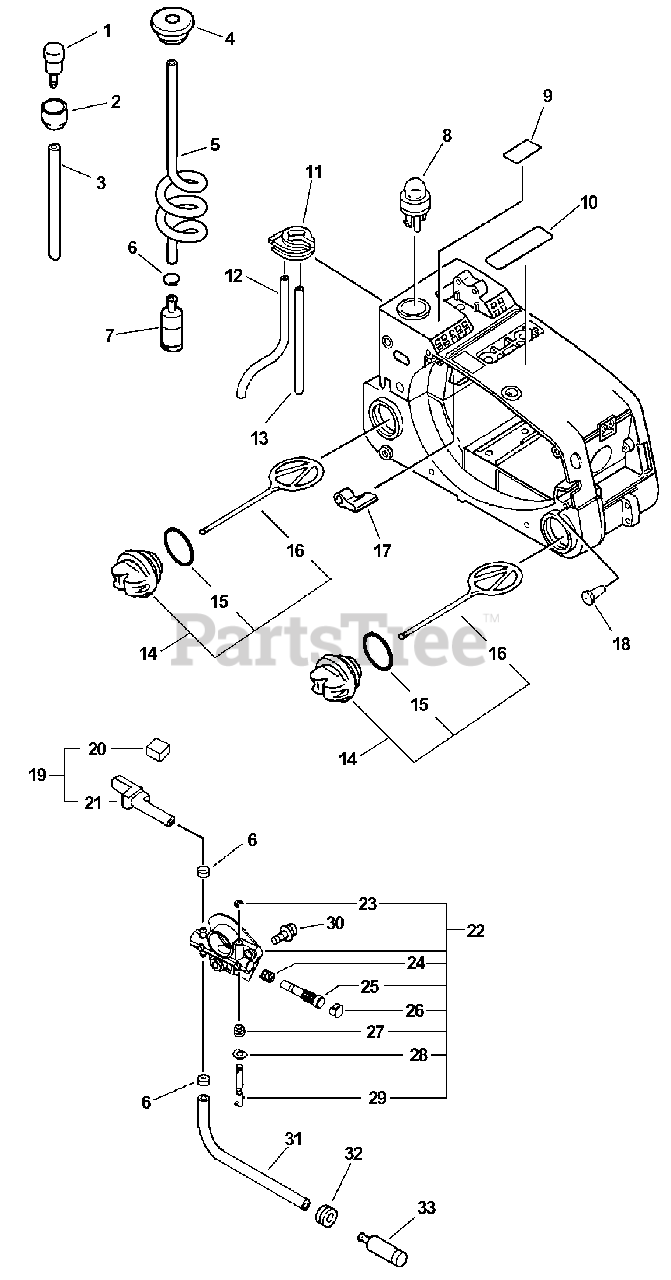 Echo CS3400 Echo Chainsaw (Type 1) Fuel System, Oil System Parts