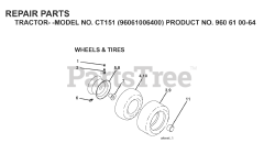Husqvarna CT 151 (960610064-00) - Husqvarna Lawn Tractor (2006-03) WHEELS &amp; TIRES
