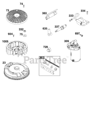 Briggs & Stratton 44S677-0036-G1 - Briggs & Stratton Vertical Engine Flywheel, Ignition, and Starter Group