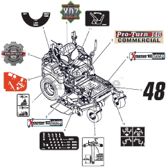 Gravely 991115 (Pro-Turn 148) - Gravely Pro-Turn 48" Zero-Turn Mower (SN: 041000 & Above) Decals - Style, Pro-Turn 148