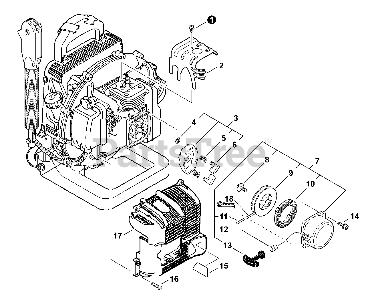 Echo PB500T Echo Backpack Blower Parts (SN P31413001001