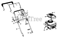 White Outdoor 116-106F190 - White Outdoor Lawn Boss 20" Walk-Behind Mower (1996) Engine And Handle Assembly
