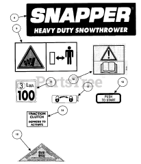 Snapper E 8265 (80868) - Snapper 26" Snow Thrower, 8hp Decals (Part 2)