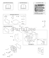 Briggs & Stratton 9K902-0100-E1 - Briggs & Stratton Vertical Engine Cylinder, Cylinder Head, Gasket Set - Engine, Gasket Set - Valve, Lubrication, Operator's Manual, Warning Label