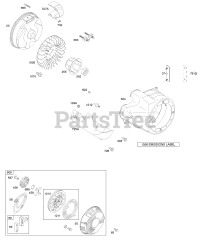 Briggs & Stratton 210332-0156-E9 - Briggs & Stratton Horizontal Engine Blower Housing/Shrouds, Flywheel, Rewind Starter