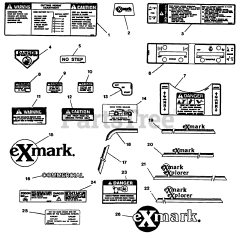 Exmark EXS-20KC - Exmark Explorer Zero-Turn Mower, 20hp Kohler (SN: 090000 - 101999) (1994) Decals - Group I