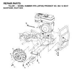Jonsered RT 5 (954130057) - Jonsered Rear-Tine Tiller (2002-03) MAINFRAME RIGHT SIDE