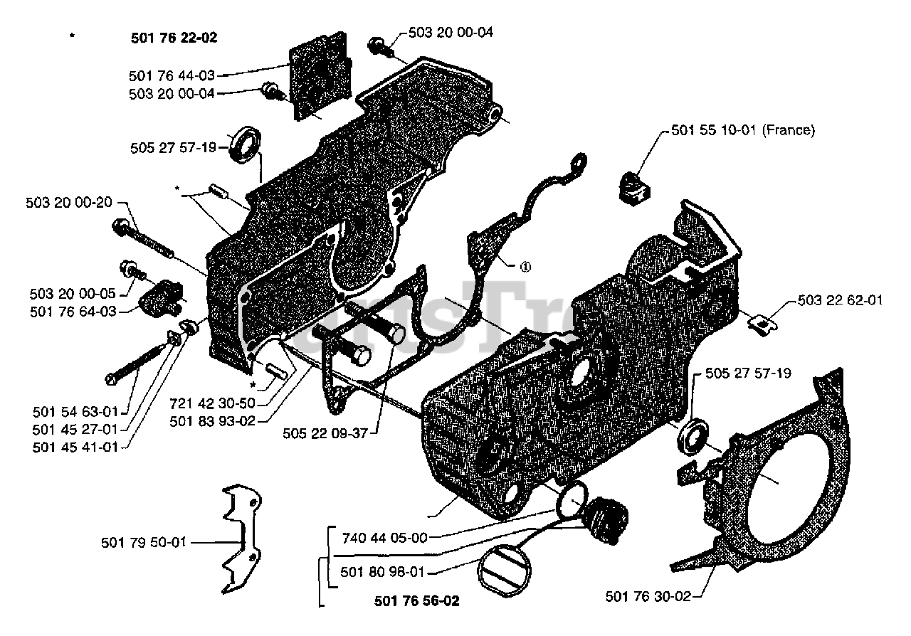 Husqvarna 50 Husqvarna Chainsaw (198803) Crankcase Parts Lookup with