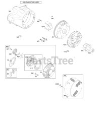 Briggs & Stratton 206432-0100-E9 - Briggs & Stratton Horizontal Engine Blower Housing/Shrouds, Flywheel, Rewind Starter