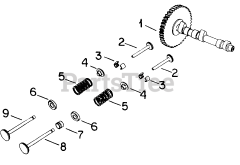 Cub Cadet 1712 (145-782-100) - Cub Cadet Garden Tractor Camshaft &amp; Valves-Tractors W/sn 726124 &amp; Below
