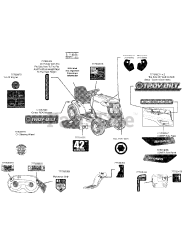 Troy-Bilt 13AX78KS011 - Troy-Bilt Bronco Lawn Tractor (2010) Label Map Bronco