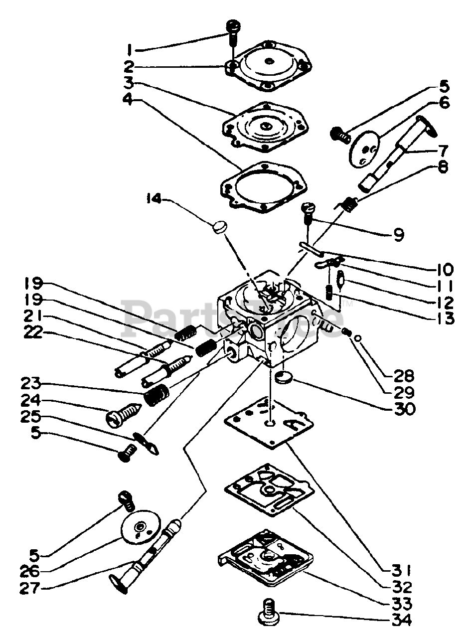 Echo CST610EVL Echo Chainsaw Carburetor Parts Lookup with Diagrams