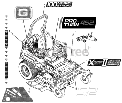 Gravely 992277 (Pro-Turn 452) - Gravely Pro-Turn 52" Zero-Turn Mower, Kohler EFI (SN: 051000 & Above)