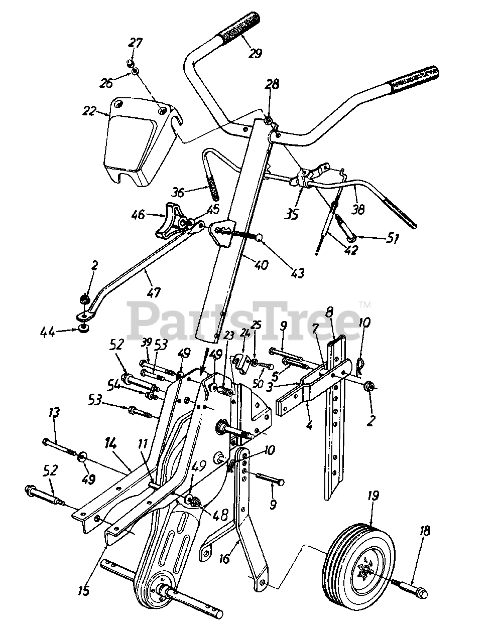 MTD 95208 (216340062) MTD Tiller (1996) (Lowes) Handle & Wheel