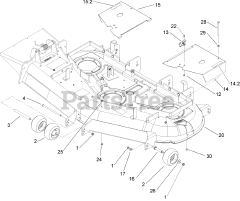 Toro 74167 TE (Z 153) - Toro 132cm Z Master Zero-Turn Mower, Side-Discharge Deck (SN: 240000001 - 240999999) (2004) Deck Assembly