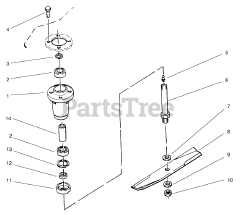 Toro 78350 - Toro 42" Rear-Discharge Mower Deck for 300 Series GT Tractors (SN: 230000001 - 230999999) (2003) Spindle And Blade Assembly