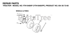 Husqvarna YTH 1848 XP (954567260) - Husqvarna 48" Yard Tractor (2003-06) WHEELS &amp; TIRES
