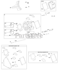 Briggs & Stratton 21B414-0017-E1 - Briggs & Stratton Horizontal Engine Cylinder Head, Gasket Set - Engine, Gasket Set - Valve, Valves