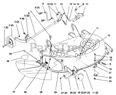 Toro 78216 - Toro 38" Side-Discharge Mower Deck for 260 Series Tractors (SN: 059000001 - 059999999) (1995) Gage Wheels, Deck And Side Discharge Deflector