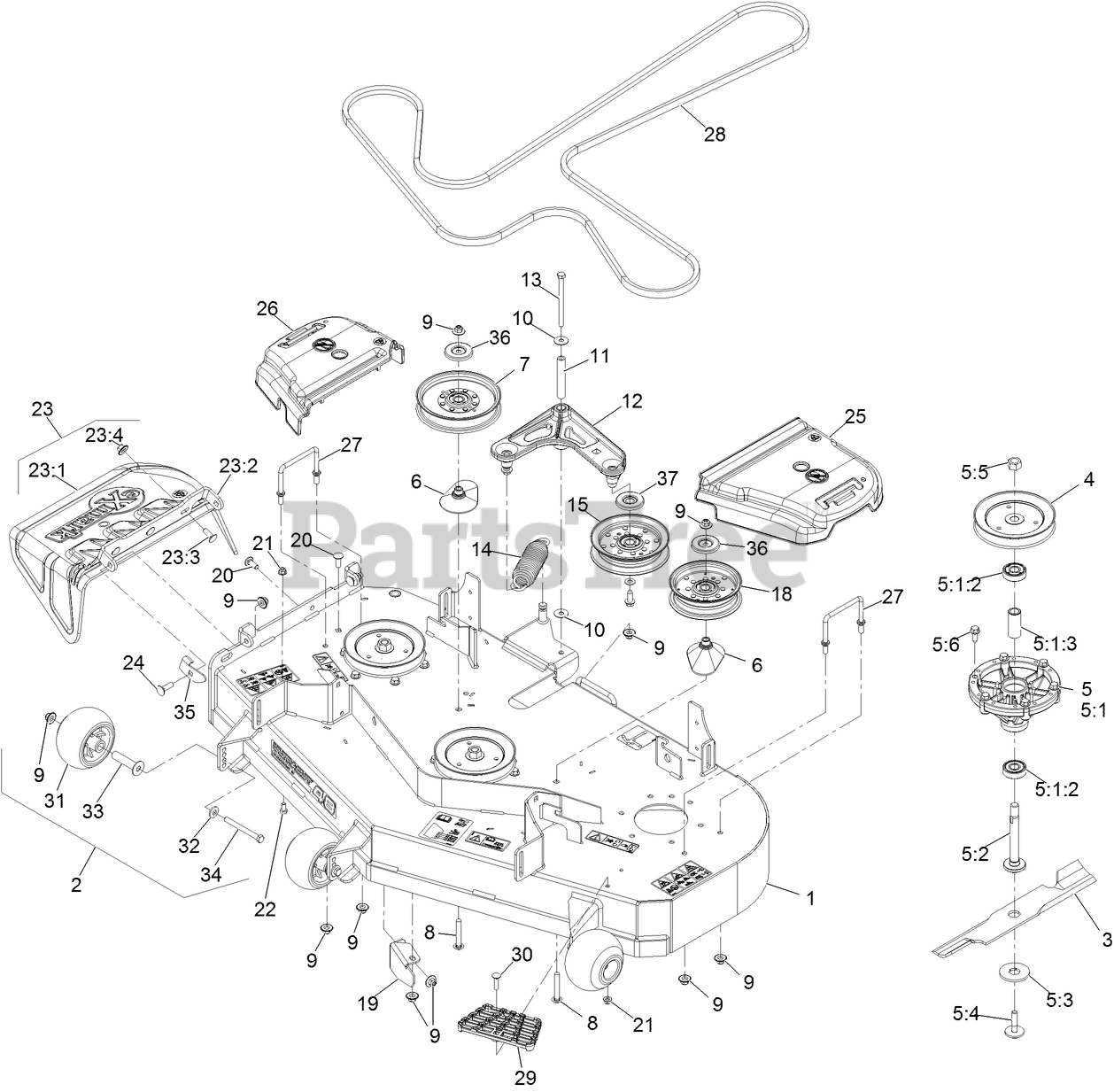 8TEN Replacement Deck Spindle For Exmark Radius E/S-Series 44-60" Mowers – 126-4630