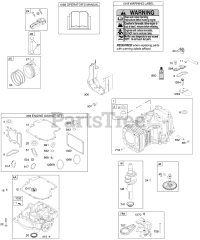 Briggs & Stratton 31P877-0118-E1 - Briggs & Stratton Vertical Engine Camshaft, Crankshaft, Cylinder, Engine Sump, Gasket Set - Engine, Operator's Manual, Pistons, Rings, Connecting Rod, Warning Label
