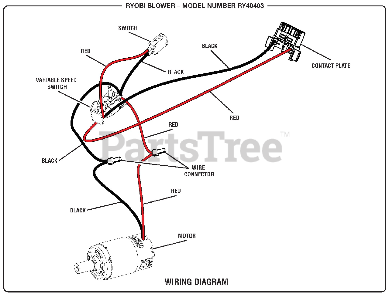 Ryobi RY 40403 (107705001) Ryobi Blower, Rev 02 (201703) Wiring
