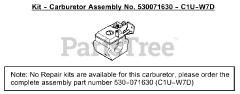 Weed Eater XT 200 - Weed Eater String Trimmer, Type 3 Carburetor Assembly (C1U-W7D) 530071630
