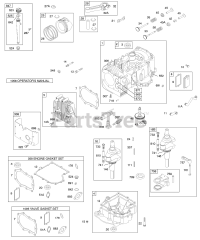 Briggs & Stratton 28D707-1133-E1 - Briggs & Stratton Vertical Engine Crankcase Cover/Sump, Crankshaft, Engine/Valve Gasket, Cylinder, Cylinder Head, Piston/Rings/Connecting Rod