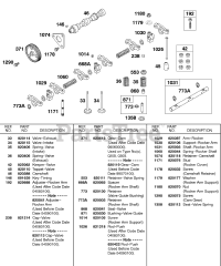 Briggs & Stratton 587447-0205-E2 - Briggs & Stratton Horizontal Engine Camshaft, Springs, Valves, Rockers