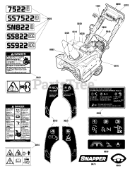 Snapper SS 7522E (1696168-00) - Snapper 22" Snow Thrower, 7.5hp (2012)