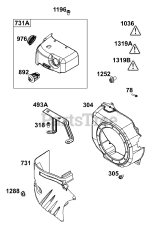 Briggs & Stratton 13A135-0139-F1 - Briggs & Stratton Horizontal Engine Blower Housing Group