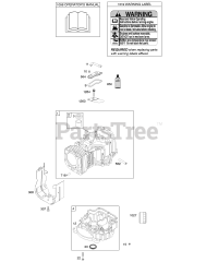 Briggs & Stratton 219707-0026-G1 - Briggs & Stratton Vertical Engine Cylinder, Engine Sump, Operator's Manual, Warning Label