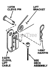 Snapper GT 180H485K (80384) - Snapper 48" Garden Tractor, 18hp Deck Hanger Detail - Cable Hung (Front Lift Bracket)