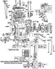 Briggs & Stratton 302437-0159-XX - Briggs & Stratton Horizontal Engine Cylinder,Piston,Gears,Oil