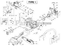 Poulan 2550 SE - Poulan Silver Edition Chainsaw, Type 1 (2008-03)