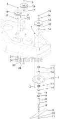 Toro 30938 - Toro 48" Walk-Behind Mower, Fixed Deck, Pistol Grip, Hydro Drive (SN: 314000001 - 314999999) (2014) SHEAVE, SPINDLE AND BLADE ASSEMBLY