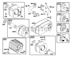 Briggs & Stratton 254422-1572-01 - Briggs & Stratton Horizontal Engine Muffler Grps