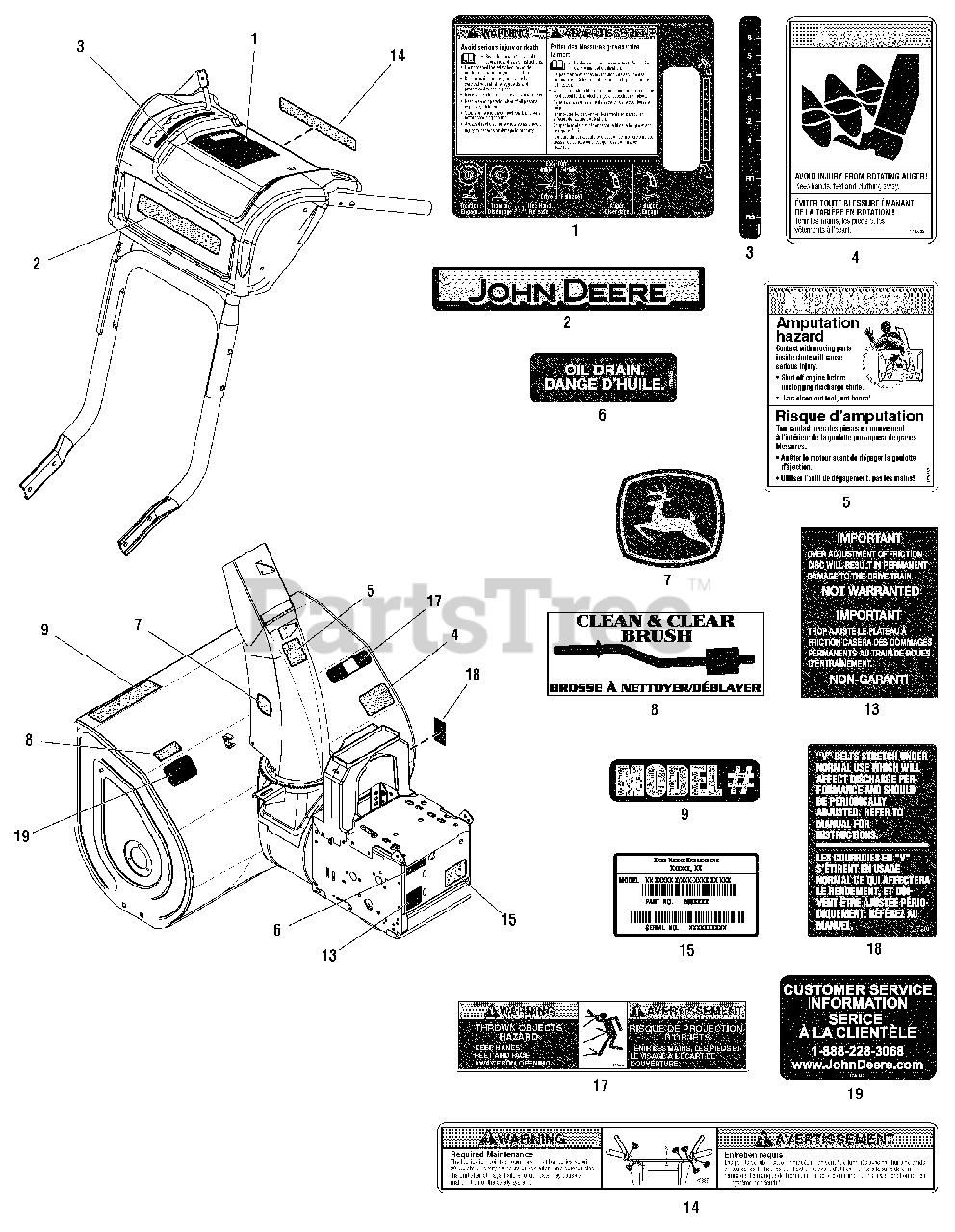 John Deere 928E (1695441) John Deere 28" Snow Thrower (2008) Decal