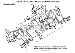 Weed Eater WE R350 A - Weed Eater Tiller TRANSMISSION P/N BREAKOUT