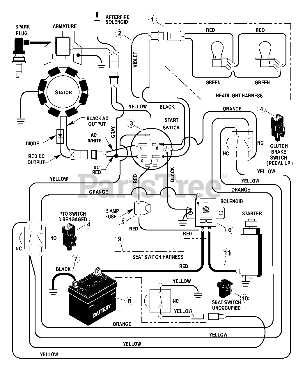 Murray 42510A - Murray 42" Lawn Tractor (1999) Electrical System Parts