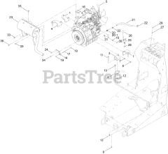 Toro 22328 HD (TX 1000) - Toro Dingo Wide Track Compact Utility Loader (SN: 414000000 - 999999999) Engine and Muffler Assembly